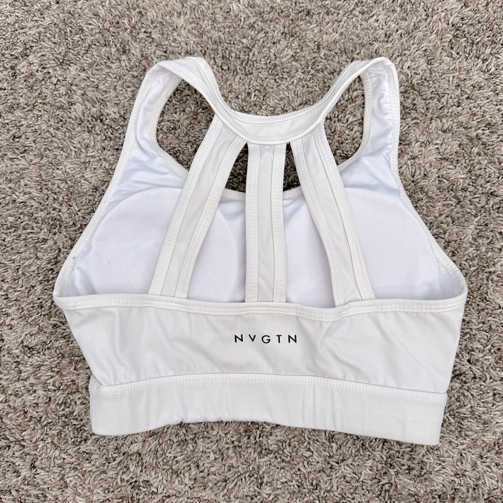 NVGTN trio white sports bra size small